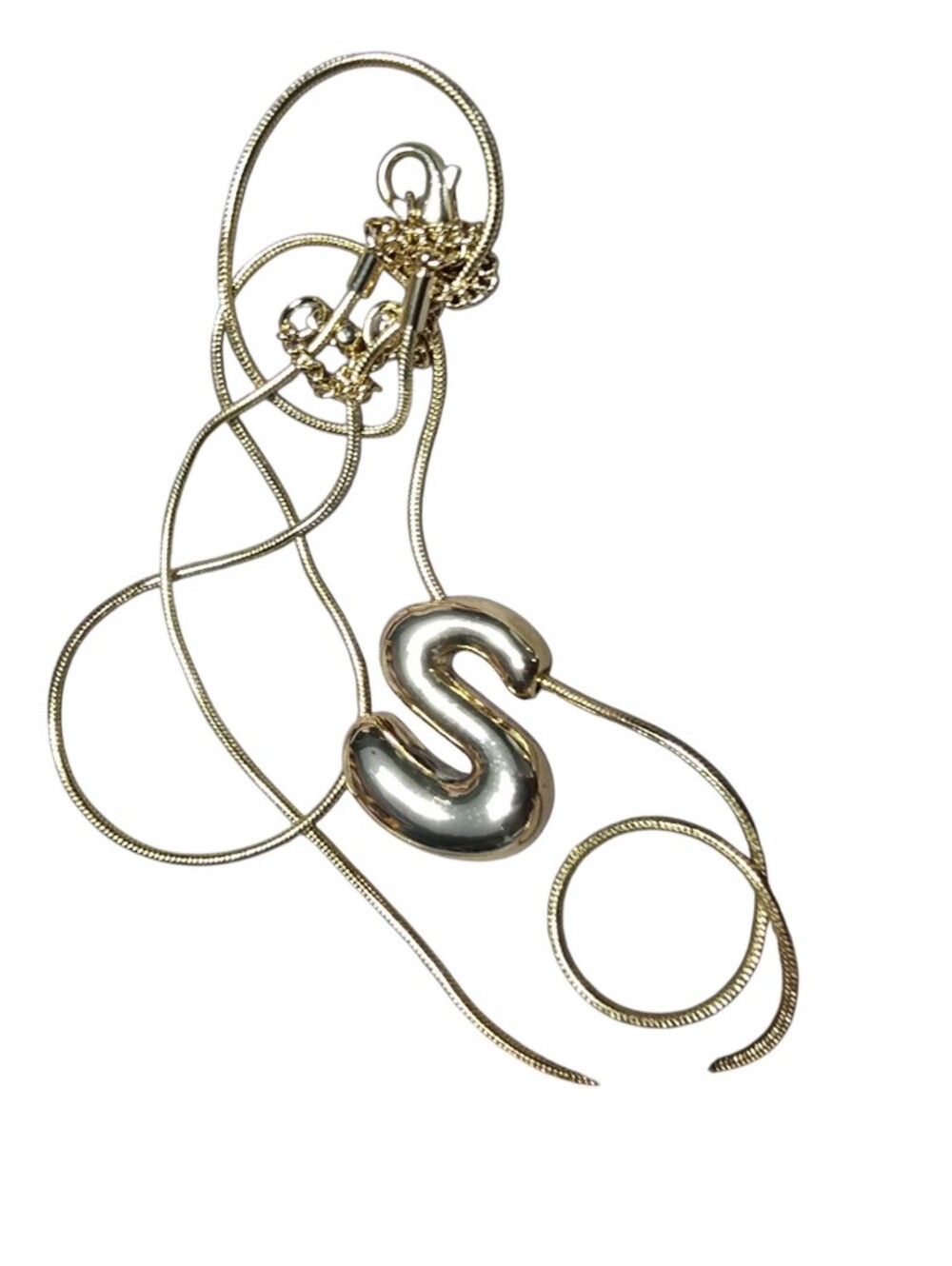 Gold S-Shaped Pendant Necklace - Women Jewelry